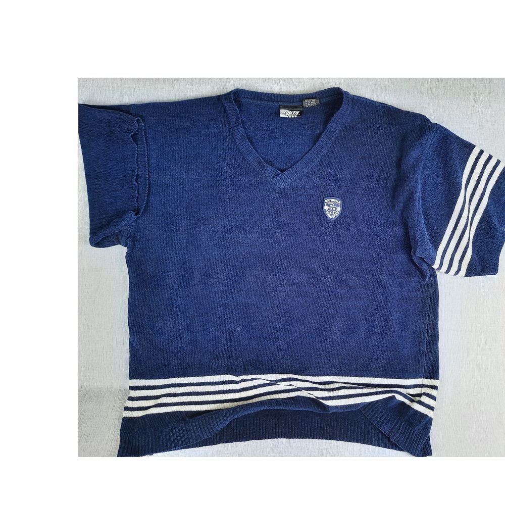 Vintage Southpole Fundamentals Men XL Stripe Flare V-Neck Pullover Sweater Modal
